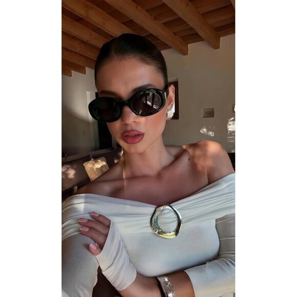 Retro Oval Sunglasses Women 90s Chunky Frame UV400 Protection Fashion Accessory main image 9